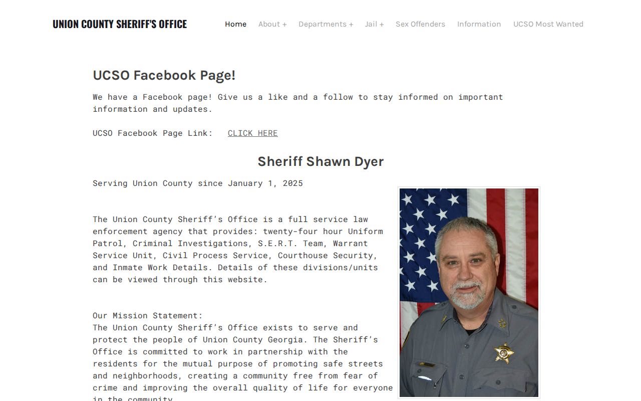 Union County Sheriff's Office official homepage
