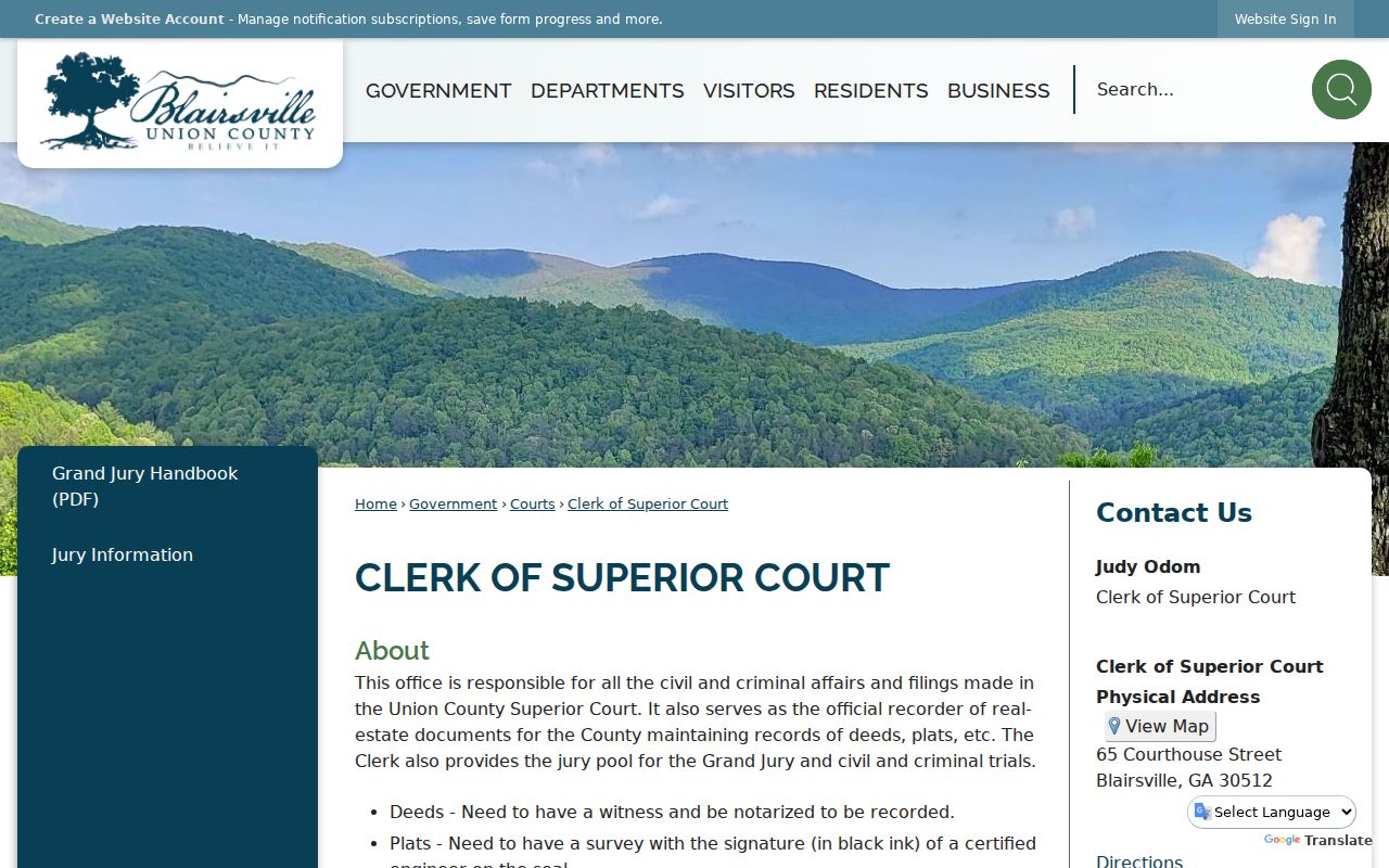 Union County Clerk of Superior Court official webpage